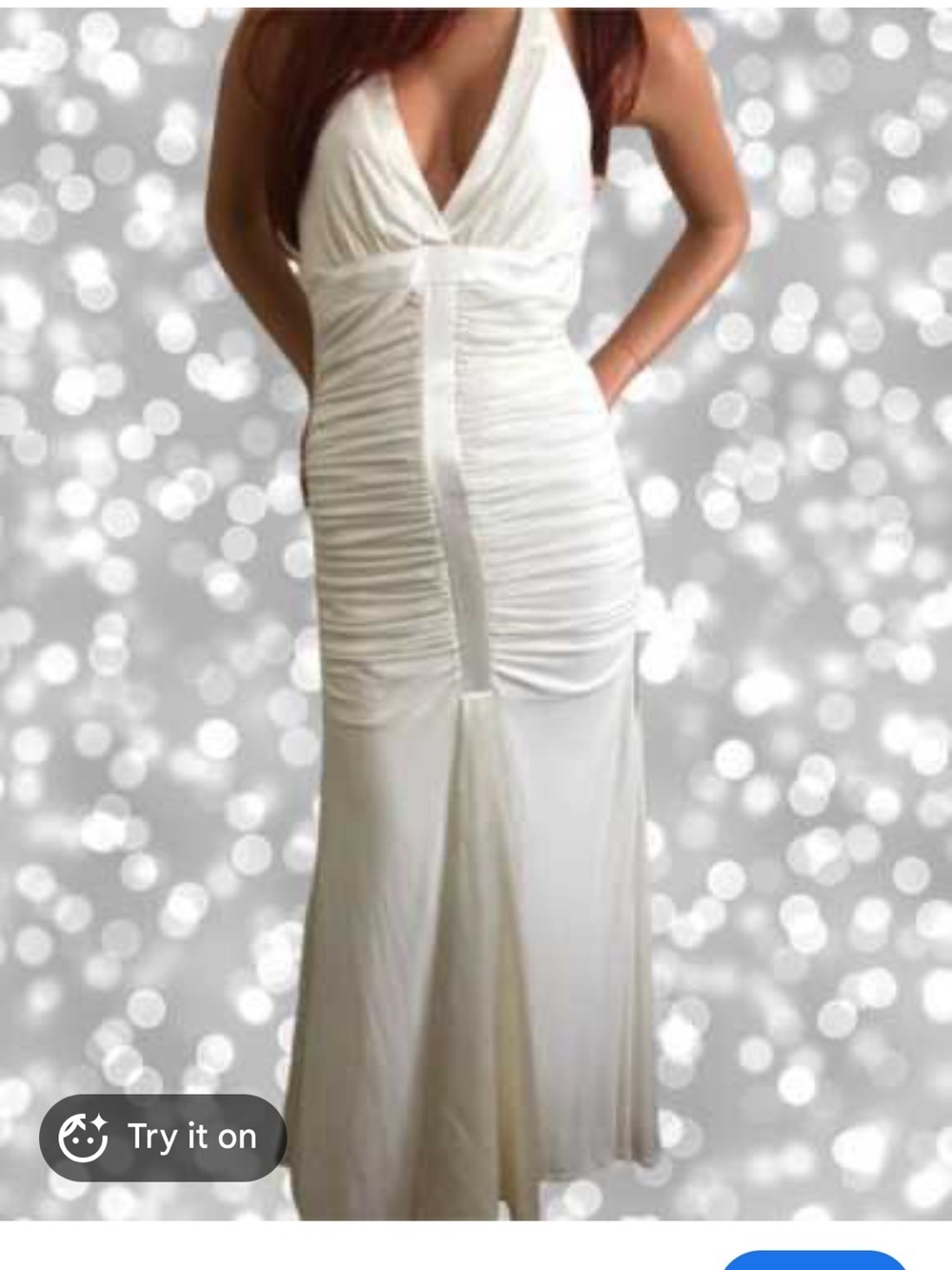Jessica McClintock Woman's Beige Evening/Prom/Event Backless Halter Gown Sz 4P